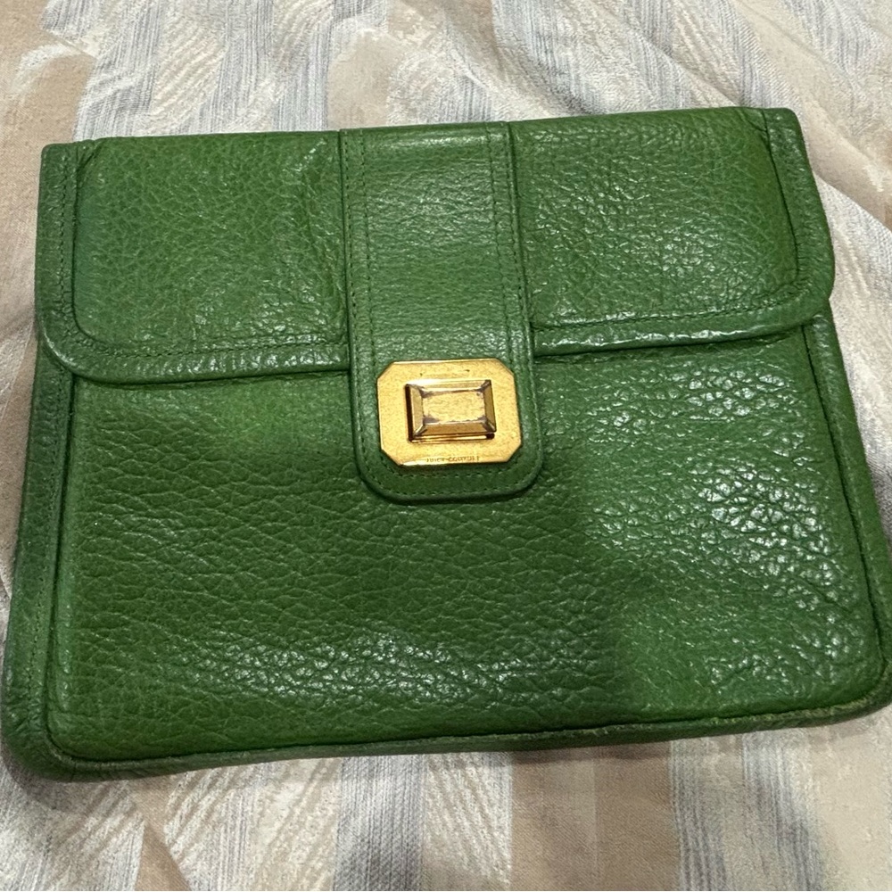 Vintage Juicy Couture Green Leather Tablet Clutch